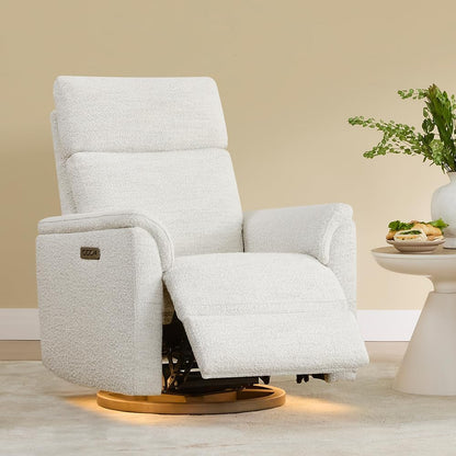CHITA Power Swivel Glider for Adults with Nightlight, Nursery Recliner Chair with Power Headrest for Living Room, Bedroom, Water-Resistant Boucle Fabric in Sand