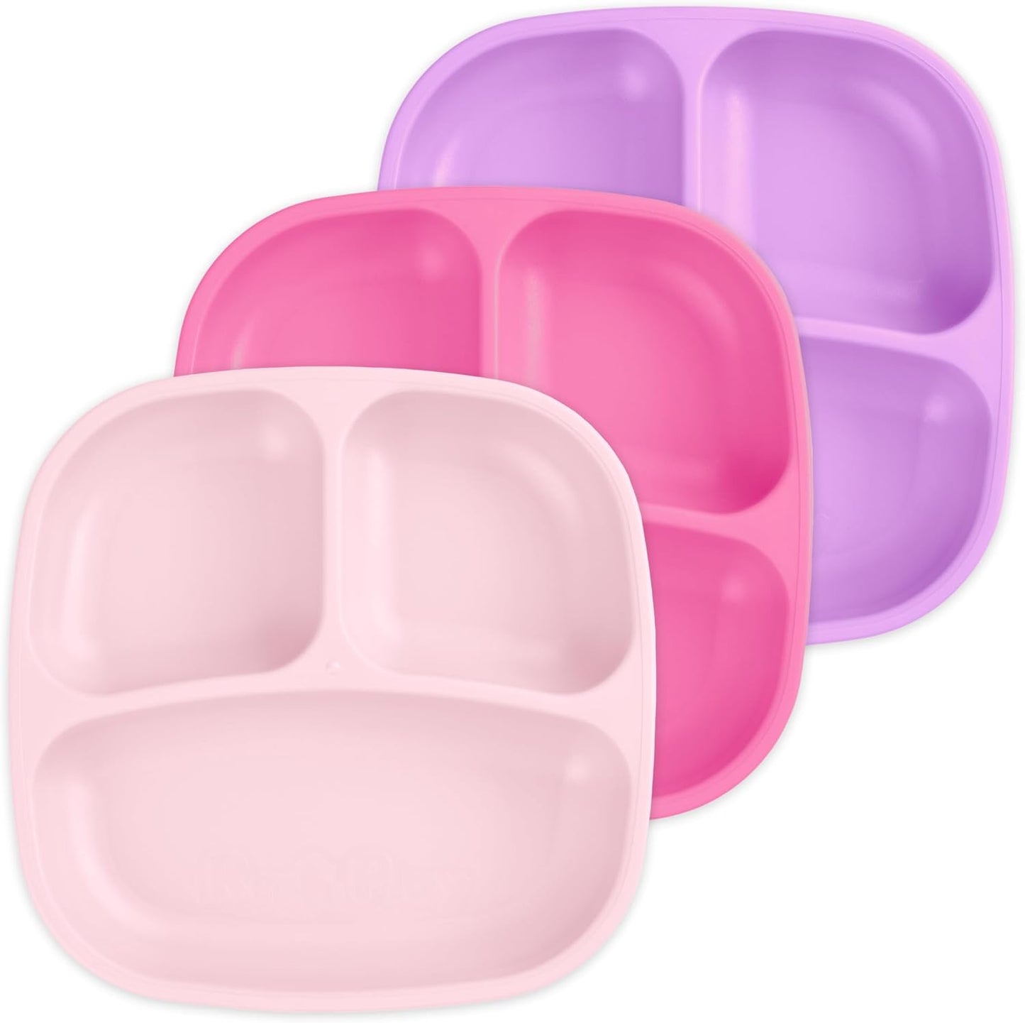 Re-Play Toddler Plates with Dividers - Deep-Walled 3 Compartments Divided Plates for Kids - Dishwasher & Microwave Safe - Made in USA - Set of 3-7.37" x 7.37" x 1.25" - Beach Baby