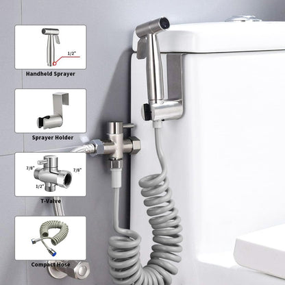 Handheld Bidet Sprayer for Toilet Kit,Stainless Steel Muslim Shower Toilet Bidet Faucets Attachment Set with T-Valve,Adjustable Water Pressure,Toilet Hose Sprayer,Cloth Diaper Spraye for Baby Wash