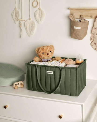 Blissful Diary Baby Diaper Caddy Organizer, Stylish Storage Basket for Newborn Essentials and Diaper Station, Gift for Baby Shower and Registry Must-Have, Mocha Brown