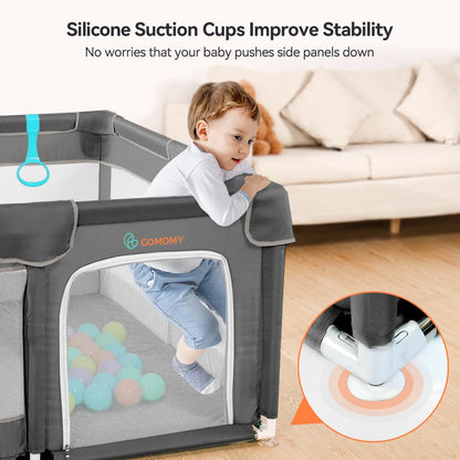COMOMY Playpens for Babies and Toddlers, Small Baby Play Pens, Activity Center for Safe and Non-Slip Baby Fence, Full Mesh Design, Indoor & Outdoor Kids Activity Center (Dark Grey, 36"x36")