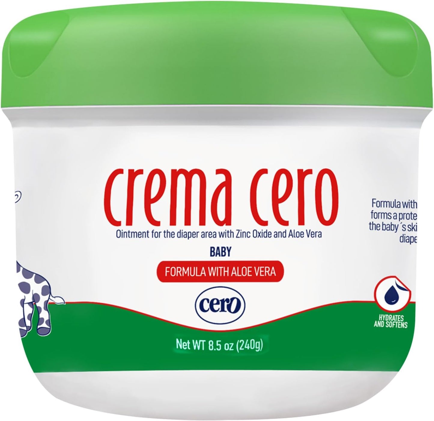 Crema Cero Diaper Rash Cream for Baby with Zinc Oxide and Calendula – High-Strength Diaper Cream for Quick Relief and Protection – Hydrating and Soothing Baby Balm – Calendula 8.5 oz