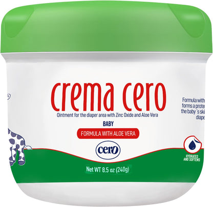 Crema Cero Diaper Rash Cream for Baby with Zinc Oxide and Calendula – High-Strength Diaper Cream for Quick Relief and Protection – Hydrating and Soothing Baby Balm – Calendula 8.5 oz