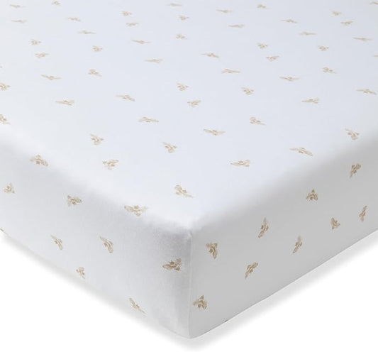 Burt's Bees Baby Essential Organic Cotton Fitted Crib Sheet, Breathable for Boy Girl Standard Crib & Toddler Mattresses