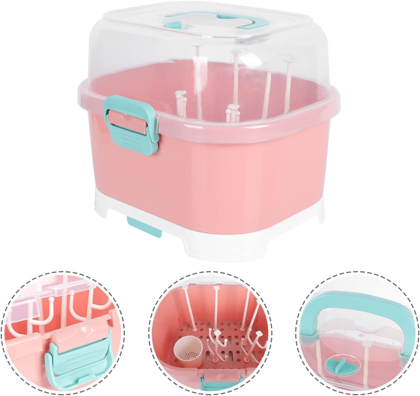 Kisangel Baby Bottle Drying Rack High Capacity Bottle Dryer with Detachable Hollow Drain Net and Pacifier Holders Compact Organizer for Kitchen Countertop Storage