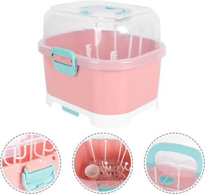 Kisangel Baby Bottle Drying Rack High Capacity Bottle Dryer with Detachable Hollow Drain Net and Pacifier Holders Compact Organizer for Kitchen Countertop Storage