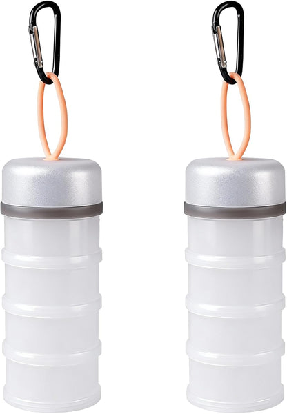 Protein Powder Container with Funnels Stand, 4 Stackable Protein Powder Dispenser for Travel, Fitness and Workout, 2 Pcs