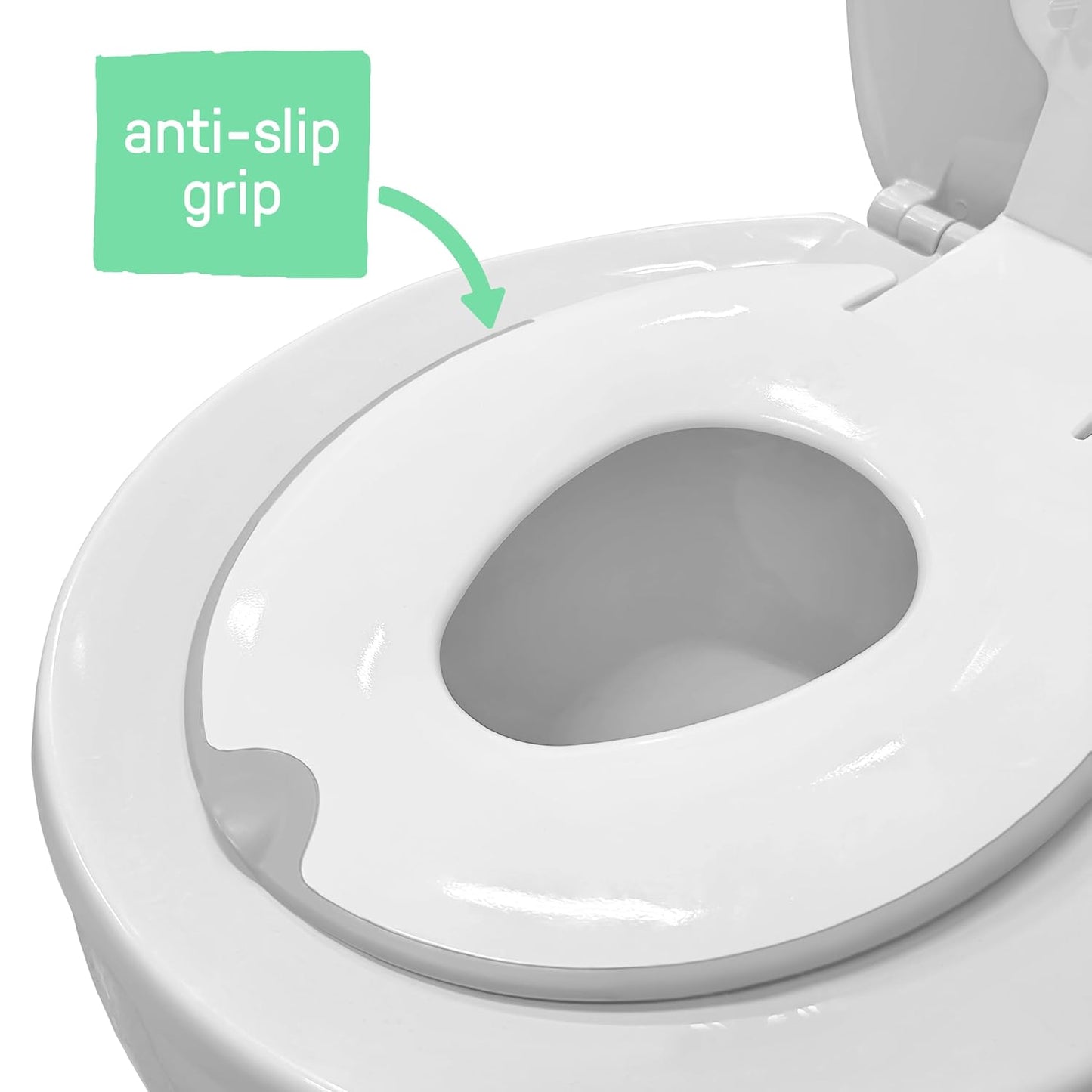 Ingenuity Ready Set Go Potty Training Toilet, Removable Bowl, Non-Skid Bottom, Wide Stable Base, Age 18 Months & Up, White & Grey