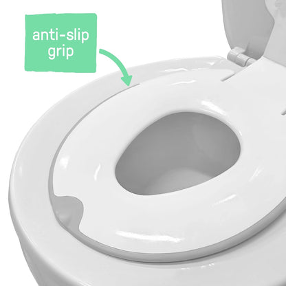 Ingenuity Ready Set Go Potty Training Toilet, Removable Bowl, Non-Skid Bottom, Wide Stable Base, Age 18 Months & Up, White & Grey