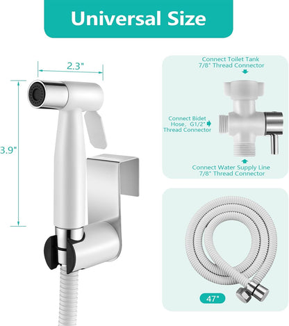 BARROCK Handheld Bidet Sprayer for Toilet, Stainless Steel Metal Made Baby Cloth Diaper Spraying Kit, Bathroom Toilet Bidet Attachment Set for Bathing Pets and Feminine Hygiene, Matte Black
