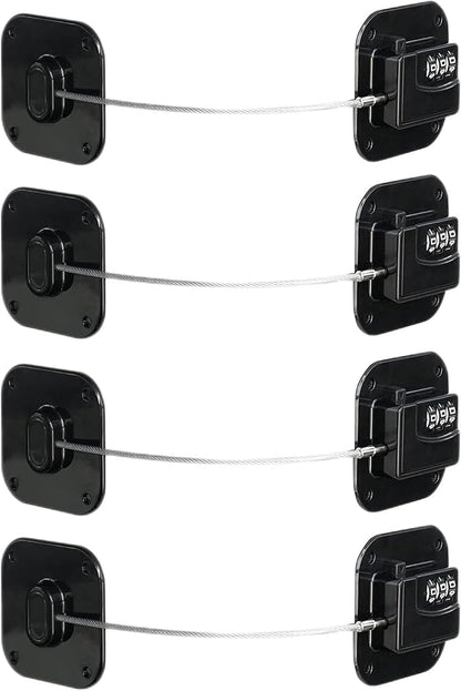 Child Safety Cabinet Locks,Drawer Locks with Combination Closet Lock,Fridge Lock,Child Proof Refrigerator Lock,Child Lock(Black 4Pcs)
