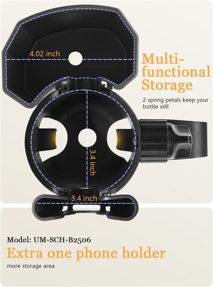 Universal Stroller Cup Holder with Phone Holder, 360° Rotatable Strong Clip, Big Storage Space for Walker, Wheelchair, Stroller, Bike