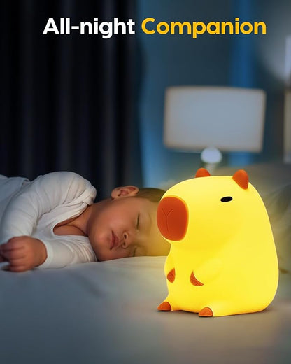 Amaredom Capybara Night Light, Adorable Capybara Lamp, Silicone Dimmable Nursery Nightlight, Rechargeable nightlight for kids with 20 Minutes Timer & Tap Control Baby Girls Women Bedrooms, Living Room