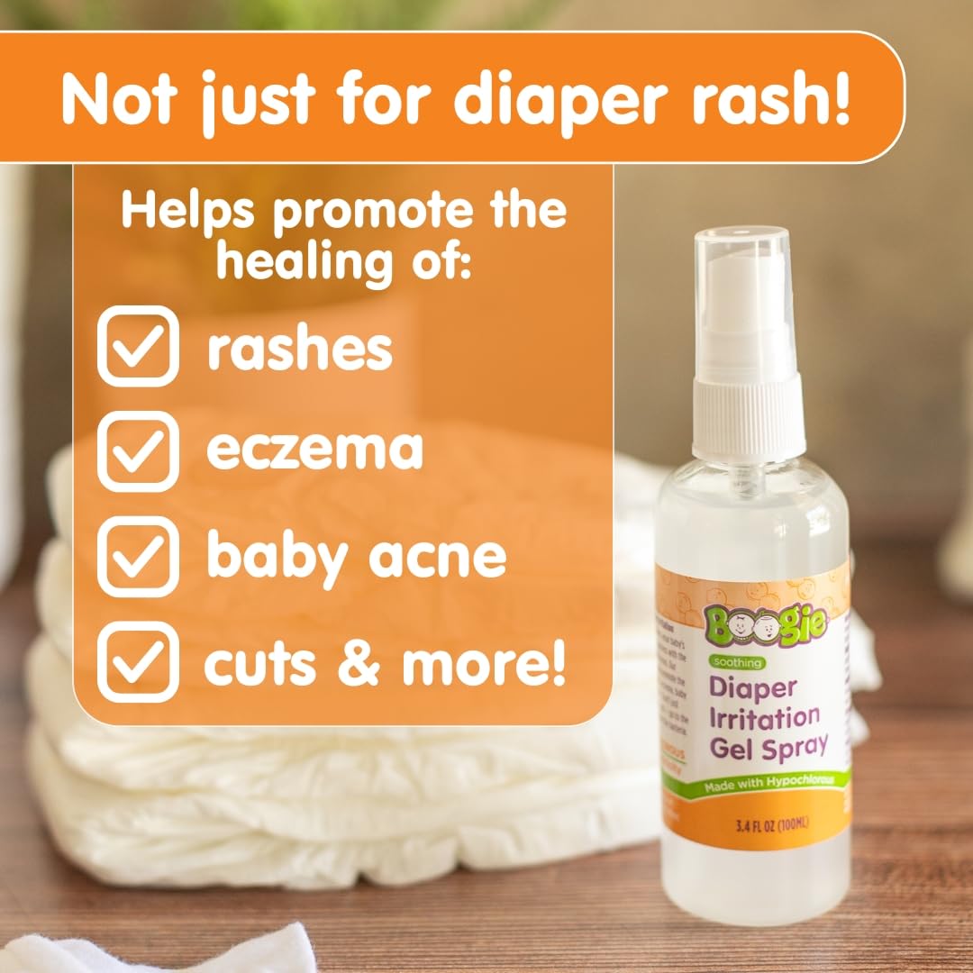 Boogie Hypochlorous Acid Diaper Irritation Gel Spray - 3.4 oz - Baby Essentials for Diaper Rash, Soothing Cleansing Spray
