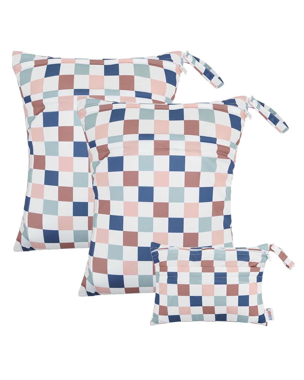 ALVA ALVABABY 3 Cloth Diaper Wet Dry Bags Waterproof Reusable with Two Zippered Pockets Travel Beach Pool Daycare Soiled Baby Items Yoga Gym Bag for Swimsuits or Wet Clothes Small medium Large - Colors A