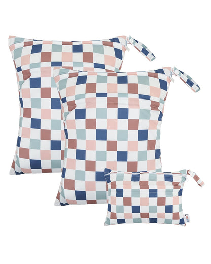 ALVA ALVABABY 3 Cloth Diaper Wet Dry Bags Waterproof Reusable with Two Zippered Pockets Travel Beach Pool Daycare Soiled Baby Items Yoga Gym Bag for Swimsuits or Wet Clothes Small medium Large - Colors A
