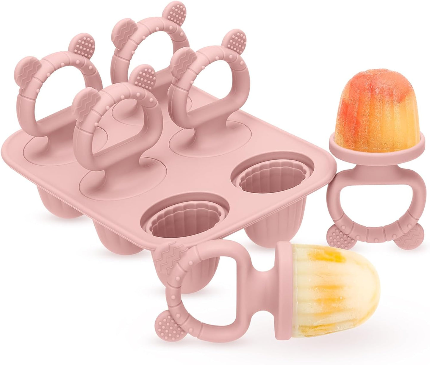 2-in-1 BPA-Free Ice Pop Molds & Silicone Baby Teethers for Teething Relief | Easy Fill Feeder for Breastmilk, Puree & Baby Food | Soothing, Fun & Safe Chewable Teething Toys for Infant & Toddler