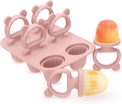 2-in-1 BPA-Free Ice Pop Molds & Silicone Baby Teethers for Teething Relief | Easy Fill Feeder for Breastmilk, Puree & Baby Food | Soothing, Fun & Safe Chewable Teething Toys for Infant & Toddler