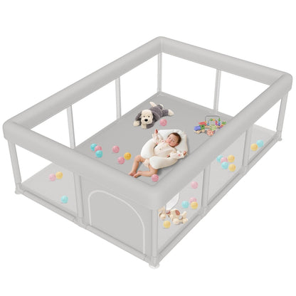 besuhot Baby Playpen Extra Large Play Yard 74" x 50" Playpen for Babies and Toddlers with Anti-Slip Suckers and Zipper Gate, Safety Baby Activity Center for Indoor & Outdoor