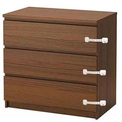 Fursafe&Q Child Safety Cabinet Locks, Baby Cabinet Locks Adhesive Adjustable Child Safety Strap Locks Drawer Fridge Ovens Toilet Latches No Screws for Furniture Kitchen White 2Pack