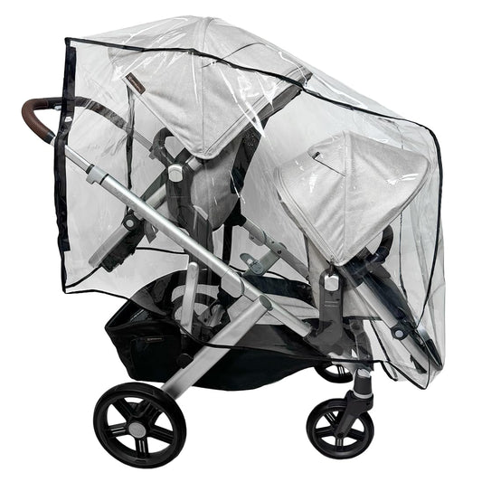 Rain and Wind Cover Made for UPPAbaby Vista V2/V3 Double Stroller System w/Rumble Seat by SASHA'S - Clear, Ventilation Holes, Maximum Coverage (Standard Coverage)