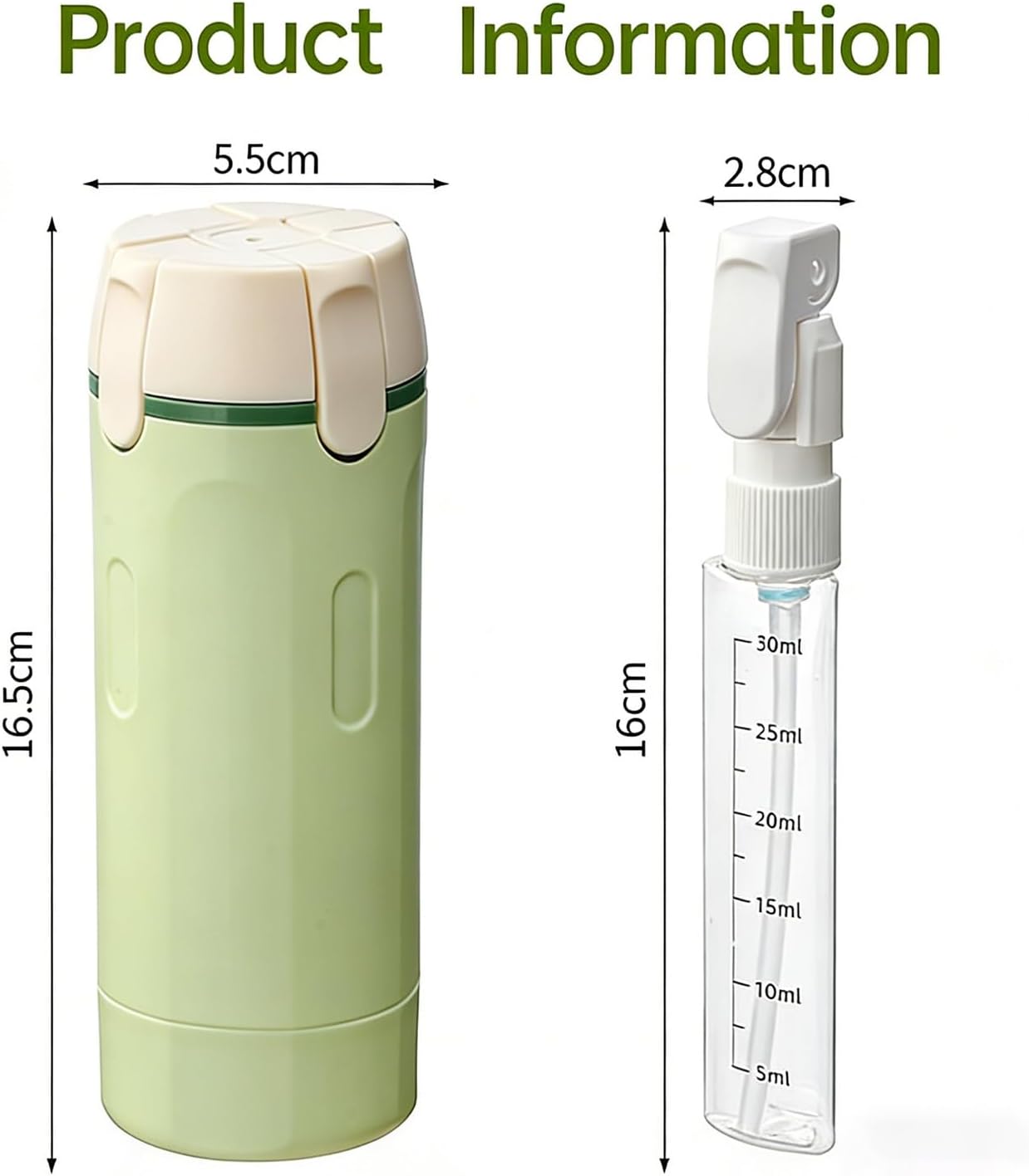 4 in 1 Travel Dispenser Bottle, 4 Pack 30ML Refillable Travel Formula Dispenser Bottles Pump, for Toiletries, with Scale Label Shampoo Lotion Conditioner Cream Storage (Green*2)