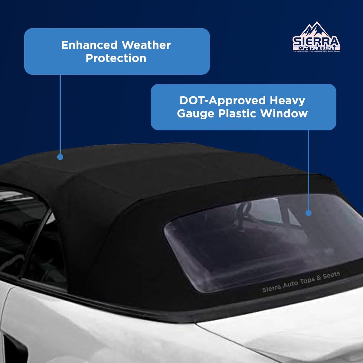 Sierra Auto Tops & Seats Convertible Top for 1994-2004 Ford Mustang - Saddle, Sailcloth Vinyl - Convertible Top Replacement with Plastic Window - Mustang Convertible Top, Complete Soft Top