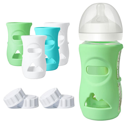 3 Pack Silicone Sleeves for Philips Avent Natural Glass Baby Bottles, Food Grade Silicone Anti Breakage Baby Bottles Holder, Compatible with Philips Avent Glass Natural Baby Bottle 8oz