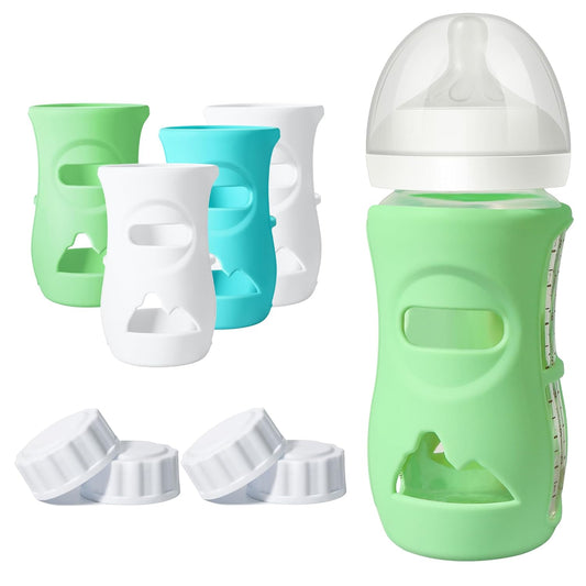 3 Pack Silicone Sleeves for Philips Avent Natural Glass Baby Bottles, Food Grade Silicone Anti Breakage Baby Bottles Holder, Compatible with Philips Avent Glass Natural Baby Bottle 8oz