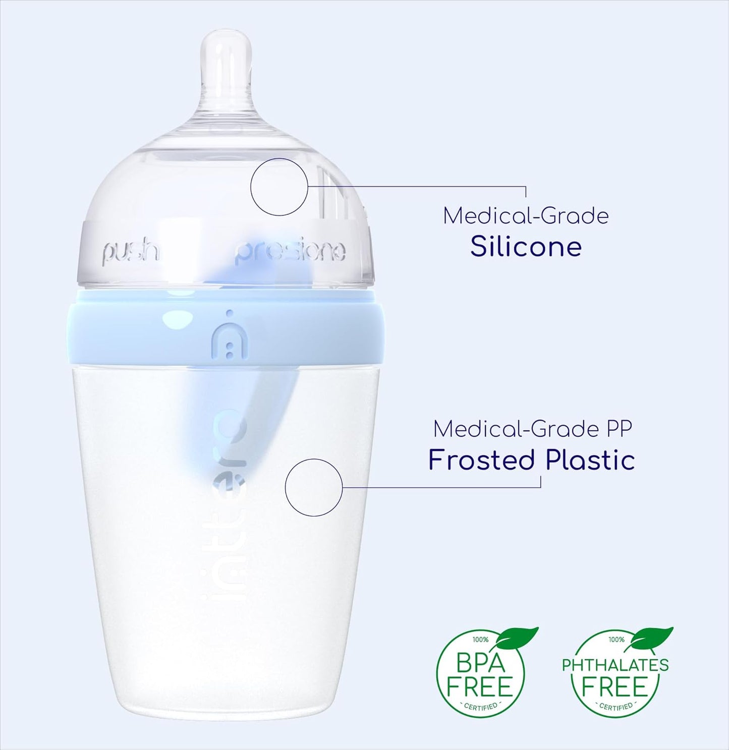 Baby Bottles with Built-in Formula Dispenser, Anti-Colic Wide Neck Design for Newborn Feeding and Everyday Baby Essentials, 9 Oz Medium Flow (2 Pack), Stylish White