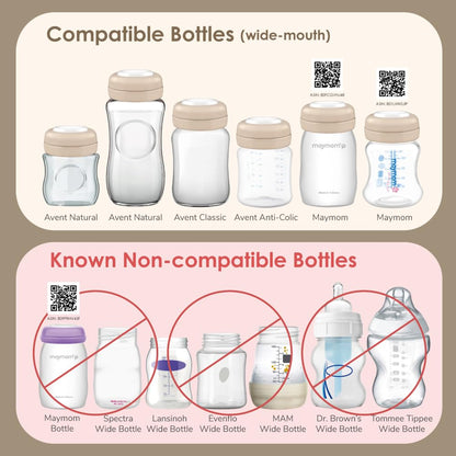 Maymom Screw Lids Aka Travel Caps with Rewritable Sealing Disc Compatible with Avent Bottle, Maymom Wide Mouth Bottles; Cap Replace Avent Natural Bottle Sealing Ring and Sealing Disc, 6pcs. (Blue)