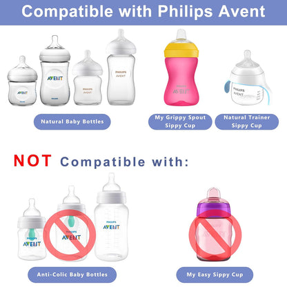 Sippy Spout Nipples for Philips Avent Baby Bottles, Natural Trainer Sippy Cup My Grippy Spout Sippy Cup and Natural Trainer Sippy Cup, Soft 100% Silicone Sippy Spout Nipples (Sippy Nipple)