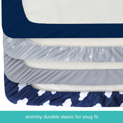 4 Pack Pack and Play Fitted Sheets Compatible with Graco Pack n Play Playard, UPPAbaby Remi and Other 27x39 Playpen Mattress, Ultra Soft and Skin-Friendly, Pink Cloud
