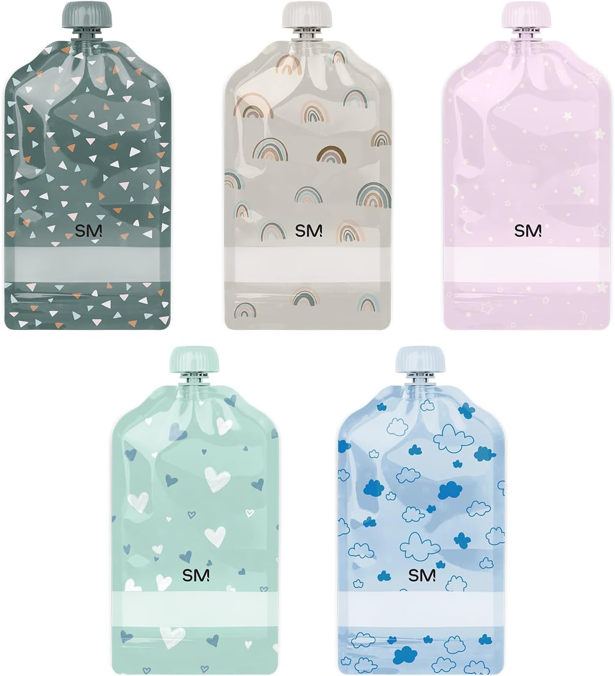 Simple Modern Reusable Baby Food Pouches for Toddlers | BPA Free Plastic, Food Safe, Freezer Safe | Refillable for Applesauce Yogurt & Puree Squeeze Pouch | 10 pack | 5oz | Assorted