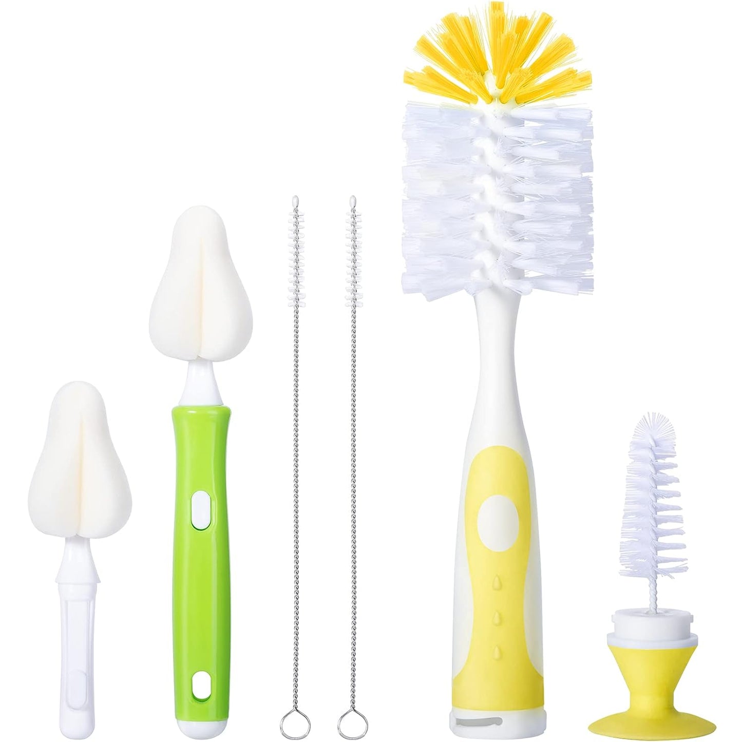 Carebabymore Baby Bottle Brush Set with Nylon Nipple Cleaner, Sponge & Straw Brushes (Blue)