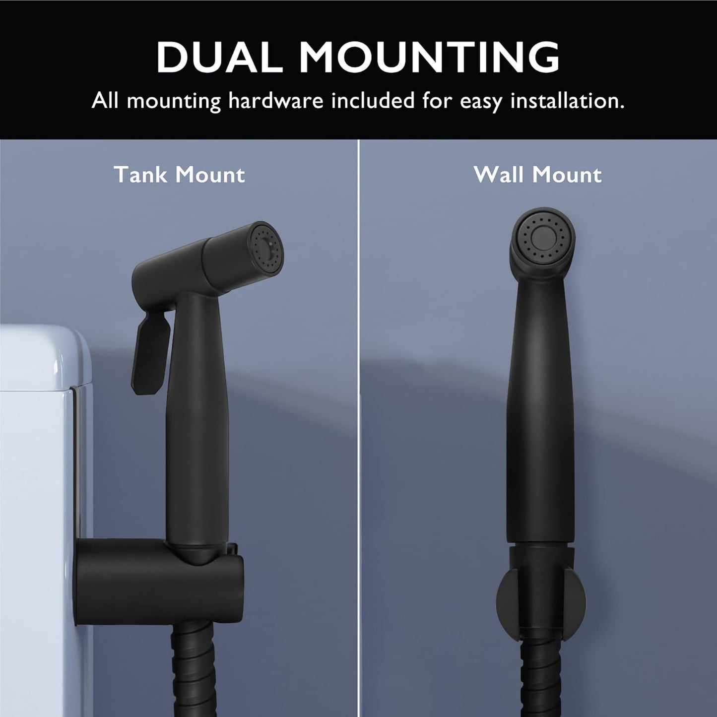 Design House 583906 Modern Single-Function Dual-Mount Hand Held Bidet Sprayer for Bathroom, Matte Black