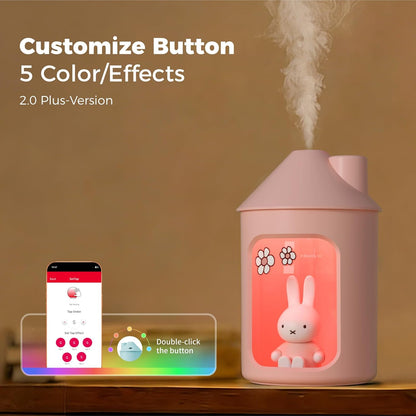 Mipow X Miffy Double Spray Humidifier 2.0 Smart App-Control RGB LED, Mini Cute Humidifier with Night Light, 500ml for Bedroom, Nursery/Office - Blue