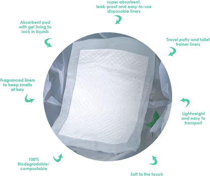Potty Chair Liners, Portable Disposable Potty Liner Bags for Universal Potty Training Toilet Seat, Toddler Outdoors Travel Baby Toilet Liners - 60 Pack