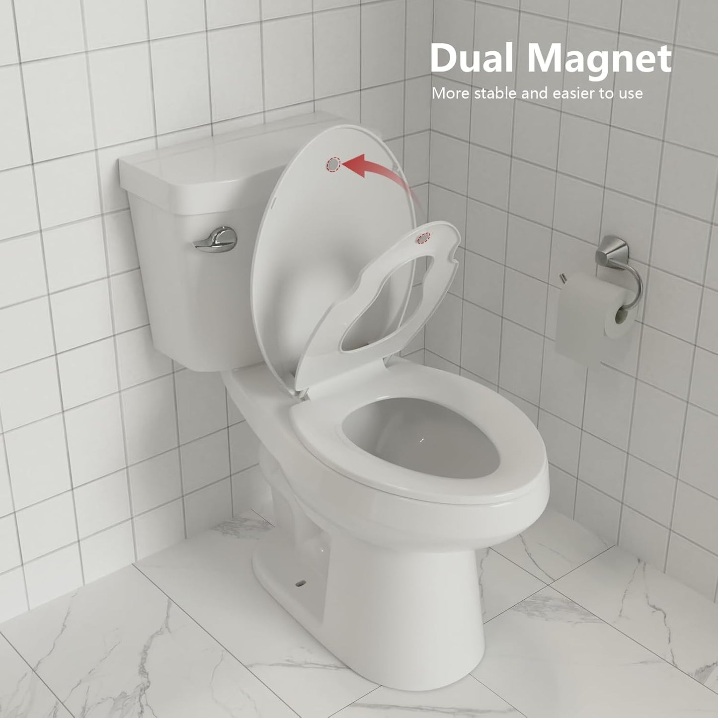 Toilet Seat Round,Toilet Seat with Toddler Seat Built in, Potty Training Toilet Seat Round Fits Both Adult and Child, with Soft Close,Easy Install and Clean - White, Round
