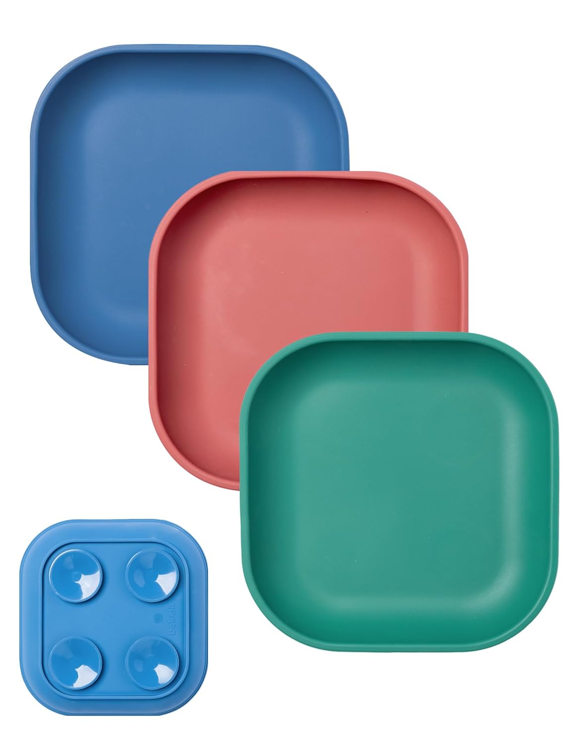 BABELIO Powerful Suction Plates for Baby and Toddler, 100% Food Grand Silicone, Divided, BPA Free, Microwave & Dishwasher Safe, Stay Put, 3 Pack