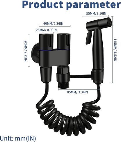 Neween Handheld Toilet Bidet Sprayer for Toilet-Adjustable Water Pressure Control with Bidet Hose for Feminine Wash, Stainless Steel Bidet Faucet Sprayer Kit Cloth Diaper for Baby Wash (Black)