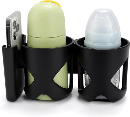 Accmor Universal Cup Holder, Stroller Cup Holder with Phone Holder, 360° Rotatable Large Caliber Designed Bottle Holder for Stroller, Bike, Wheelchair, Walker, Scooter