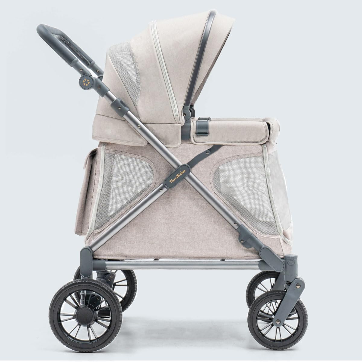 Familidoo Q1 Multi-Use Kids Wagon Stroller – Foldable, Lightweight & All-Terrain for Kids & Pets – 5-Point Safety Harness, Rain Cover & Compact Travel Design – Supports Up to 132 lbs (Sage Green)