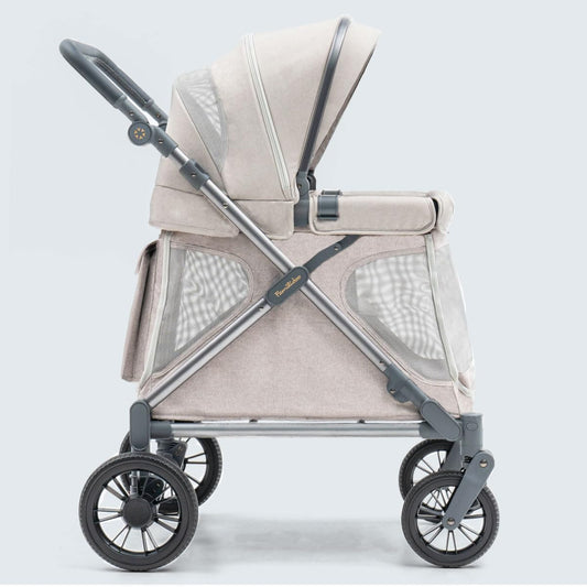 Familidoo Q1 Multi-Use Kids Wagon Stroller – Foldable, Lightweight & All-Terrain for Kids & Pets – 5-Point Safety Harness, Rain Cover & Compact Travel Design – Supports Up to 132 lbs (Sage Green)