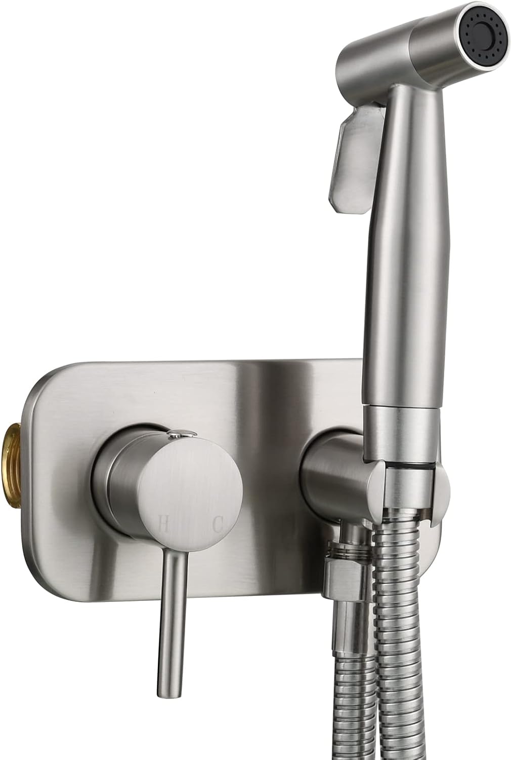 Tecmolog Stainless Steel Bathroom Bidet Sprayer Set Concealed Bidet Sprayer for Toilet Hot and Cold Handheld Cloth Diaper Sprayer Kit