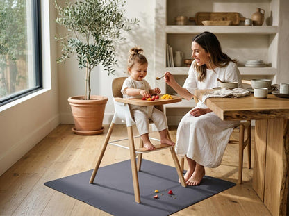 Splat Mat for Under High Chair/Arts/Crafts, Waterproof and Anti-Slip Splash Mat Floor Protector, Washable Highchair Floor Mat, 51 Inch Reusable Messy Mat and Baby Feeding Table Cloth