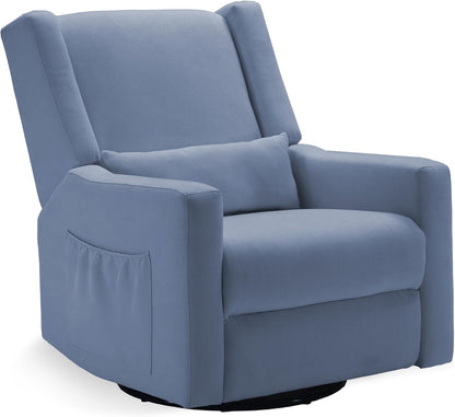 Tbfit Nursery Rocking Chair,360°Swivel Recliner Chair with Lumbar Support for Bedroom, Comfy Upholstered Armchair with Pillows & Footrest for Living Room & Baby Room