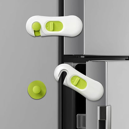 5-Pack Child Proof Refrigerator Lock with 3M Adhesive, Baby Child Safety Cabinet Locks, Kids Safety Fridge Locks for Oven Drawers Freezer Door Latches- Green