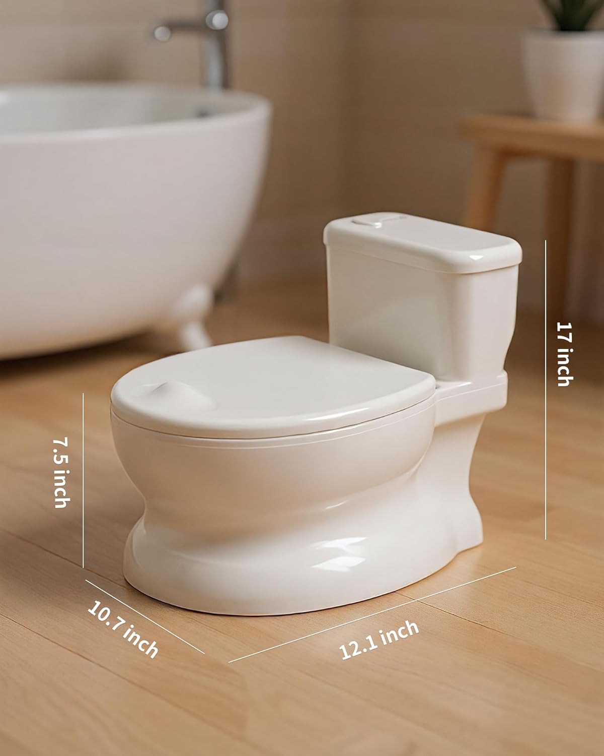 Realistic Potty Training Toilet - Flushing Sounds, Wipes Storage, Disposable Liners, Easy to Clean for Toddler Boys and Girls (Pink)