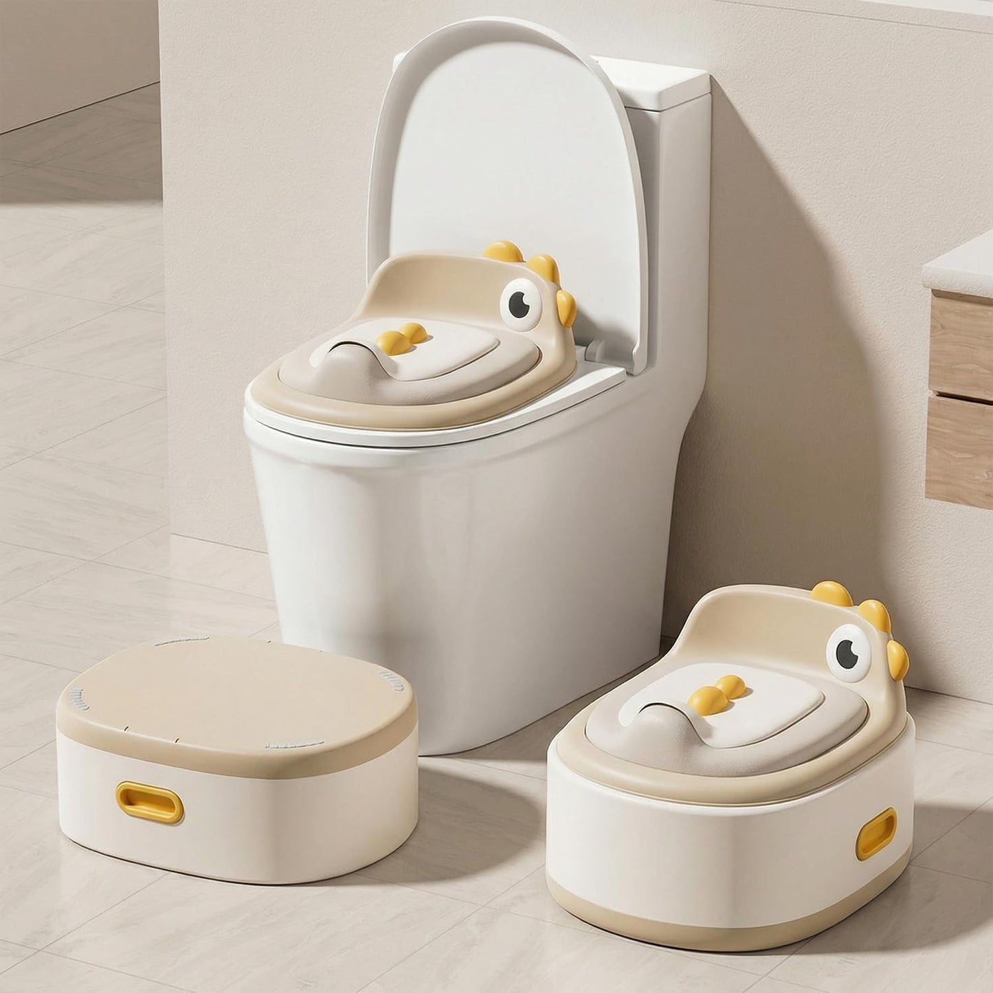 Toddler Toilet Potty Chair for Toddlers 1-7, Kids Potty Training Seat, 3-in-1 Potty Chair for kids Portable Removable Seat with Sturdy Step Stool, Standalone Potty Chair for Toddlers